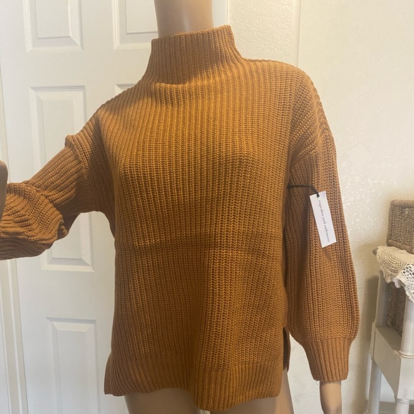 Color curry funnel neck cotton shaker stitch sweater - Picture 1 of 4